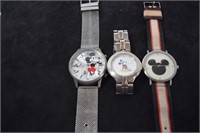 Three Disney Mickey Mouse Watches (Need batteries)