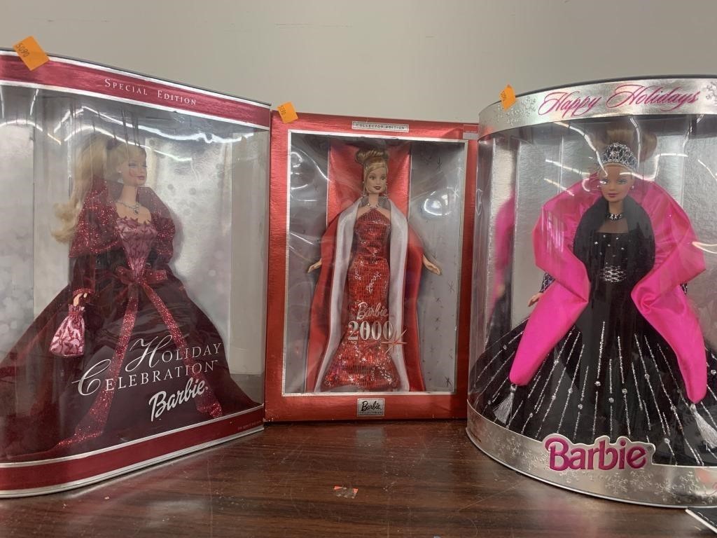 3 new Barbies in box