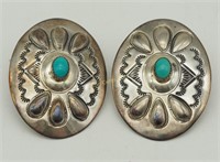 Sterling Silver Turquoise Navajo Signed Earrings