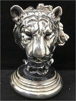 .999 Silver Weighted Tiger Sculpture. 8in H.