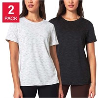 2-Pk Mondetta Women's LG Activewear T-shirt, Black