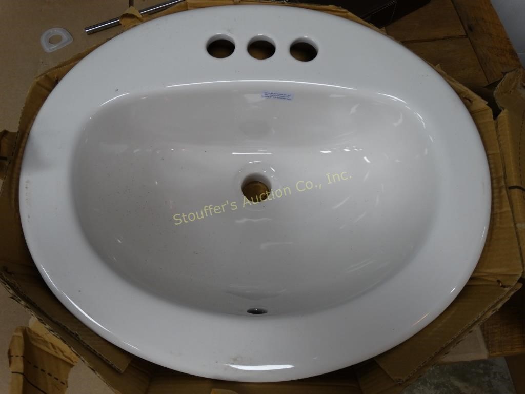 Gerber oval self rim lavatory sink, white,17"x20"