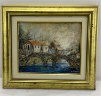 18x15.5in - Framed oil painting on canvas signed