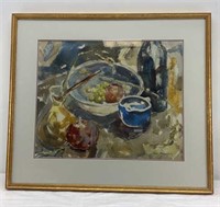 29.5x26.5in - framed watercolor paint signed