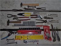Tool Lot: Sockets, Wrenches, Hammer