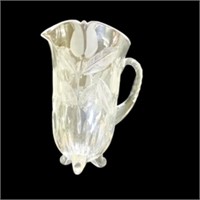 Antique glass footed Etched pitcher