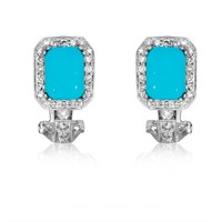 14KT White Gold 2.83ctw Turquoise and Diamond Earr