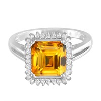 14KT White Gold 3.79ct Citrine and Diamond Ring