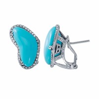 14KT White Gold 8.34ctw Turquoise and Diamond Earr