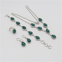 Gorgeous 4 Piece Green malachite Jewelry Set