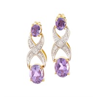 Plated 18KT Yellow Gold 2.72ctw Amethyst and Diamo