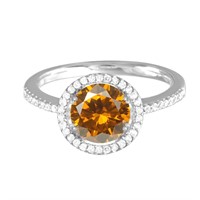 14KT White Gold 0.36ct Citrine and Diamond Ring