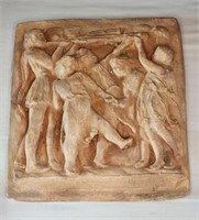 Vintage plaster Greek dancers relief
