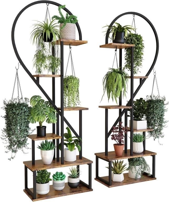 Half Heart Shaped Ladder Plant Stand - 2 Pack