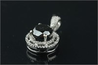 14K Gold Black/White Diamond Pendant CRV $3150