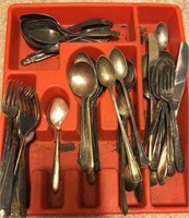 44 pc silver plated assorted flatware