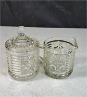 Pattern glass cream and sugar