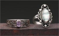 .925 Amethyst & Mother of Pearl Rings 5.71g