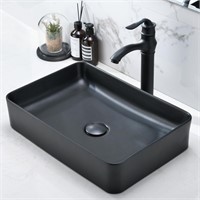 20 Inch Black Bathroom Vessel Sink - Matte Black