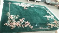 Large Forest Green Floral Pattern Area Rug,