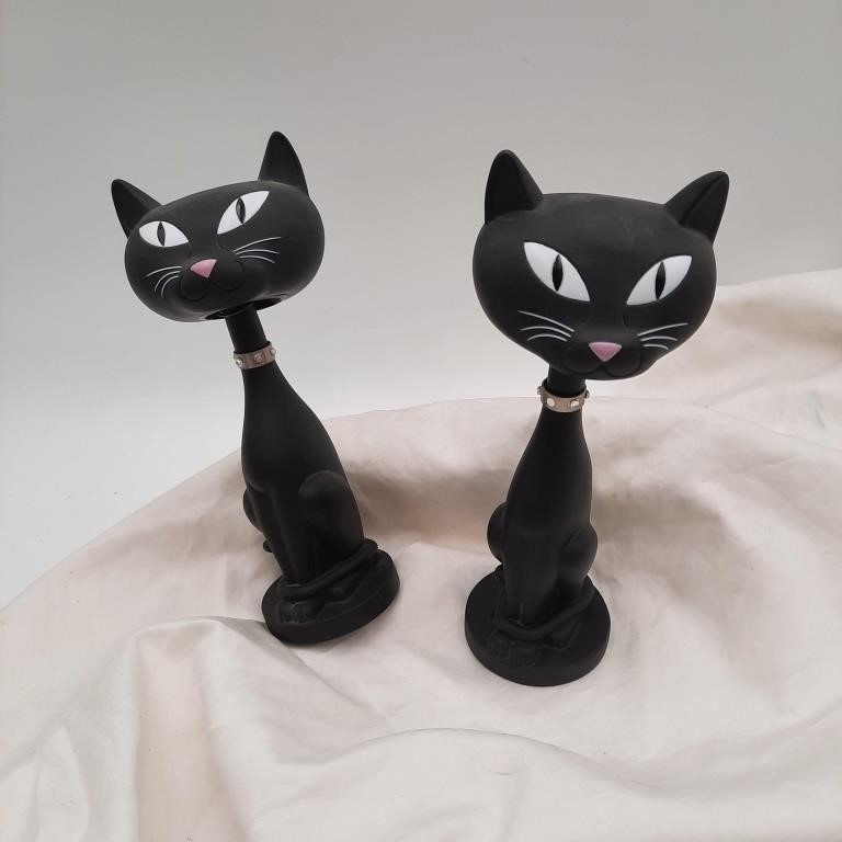 Pair Black Cat Bobblehead Nodders - 7 1/2" - 2002