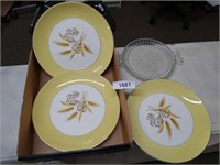 (3) Autumn Gold Plates & Small Serving Platter