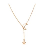Star Moon Pendant Necklace Gold Chain Zinc Alloy T