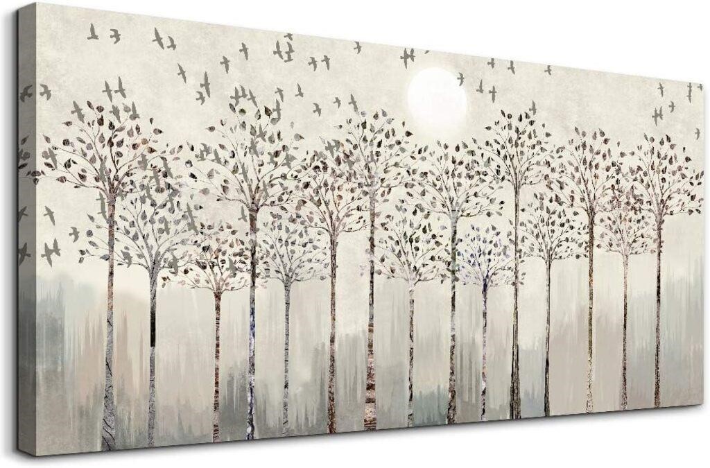 Canvas Wall Art  Trees And Birds  20x40inches