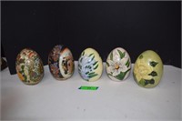 Six Painted Ceramic Eggs