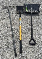 Snow Shovel, Square Shovel & Garden Rake