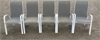 SET OF FIVE LAWN CHAIRS STACKABLE