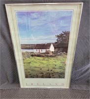 Vintage poster of Ireland / metal frame / 32.5" x