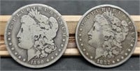 1882 & 1890-O Morgan Silver Dollars