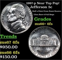 1997-p Jefferson Nickel Near Top Pop! 5c Graded ms