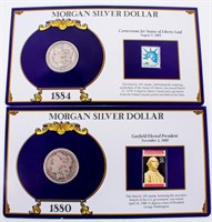 Coin 2  Morgan Silver Dollars in History Cards