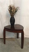 Solid Wood End Table w/ Artificial Flowers - 6A