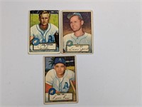 1952 Topps (3 Diff Philadelphia Athletics) Poor