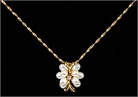 Jewelry 14kt Yellow Gold Pearl & Diamond Necklace