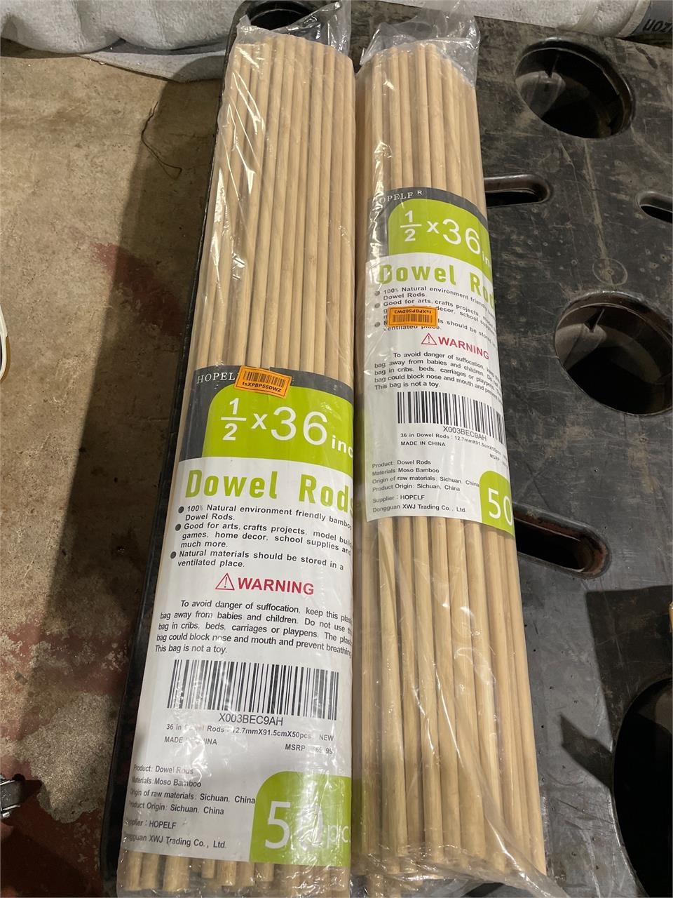 Lot of 2 50PCS Dowel Sticks - 1/2 x 36 Bamboo