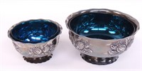 Silver Plate & Blue Glass