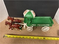 Cast iron wagon with 2  horses