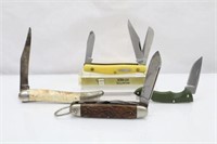 (3) Schrade Pocket Knives 3 ¼”, Blades 2 ½”, 2”,