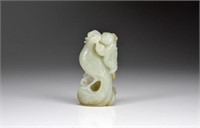 CHINESE JADE CARVED FIGURE AND PHOENIX GROUP