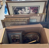 PICTURE FRAMES AND PRINTS - BOX FULL AND