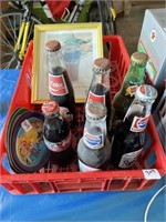 VINTAGE COKE/PEPSI BOTTLES AND SMALL