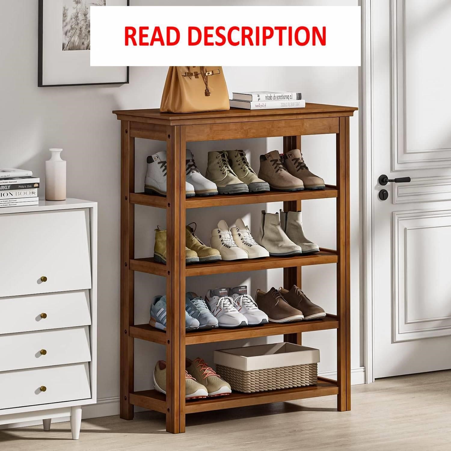 Bamworld Shoe Rack 5 Tier  31.5IN  Brown