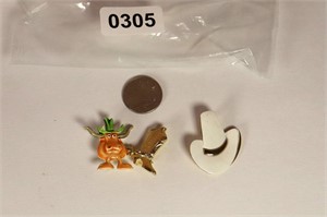 3 Vintage Western Themed Pins One has a Hallmark