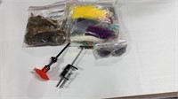 Fly Tying Vise, Feathers, Fur, Glasses