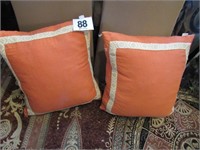 Pair of Coral Lacefield Feather Pillows (R1)