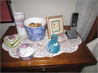 plate,vase,books,linens & misc items